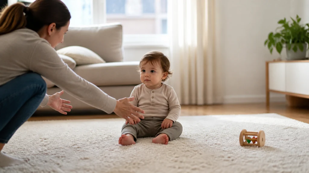 Illustration éditoriale pour l’article « Bébé ne marche pas à 24 mois : quand faut-il s'inquiéter »