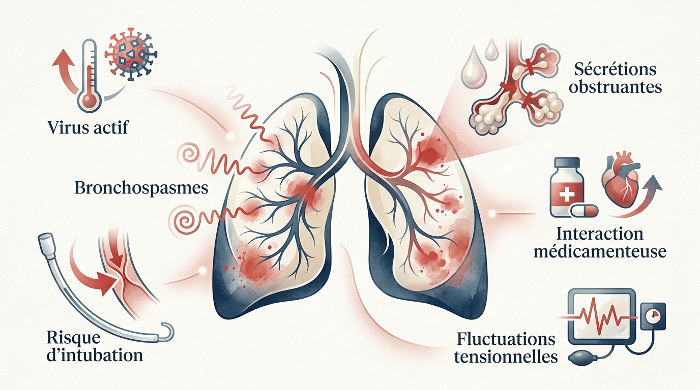 Illustration des complications respiratoires liées à l'anesthésie et au rhume