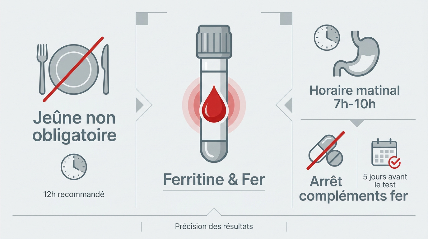 Infographie sur la préparation au test de ferritine et de fer