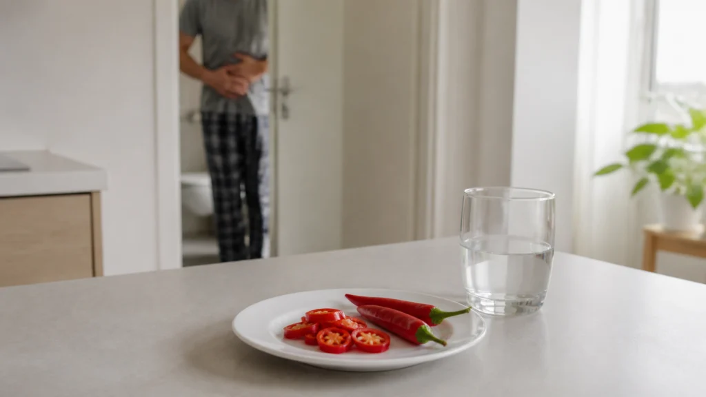Illustration éditoriale pour l’article « Pourquoi le piment provoque-t-il la diarrhée »